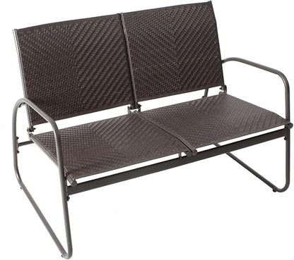 Mapleleaf 4 Pieces Rattan Patio Furniture Set, Outdoor Wicker Conversation Sofa Set, Rattan Chair and Glass Coffee Table for Yard, Pool or Backyard (Brown)
