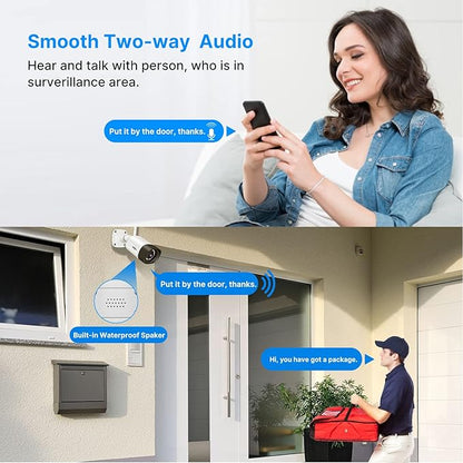 Hiseeu 5MP Wireless Pro Security Camera System with 12" LCD Monitor and 3T HDD Outdoor Use 24/7 Recording Motion Detection Color Night Vision 2 Way Audio Expandable 10CH 8MP NVR Plug and Play