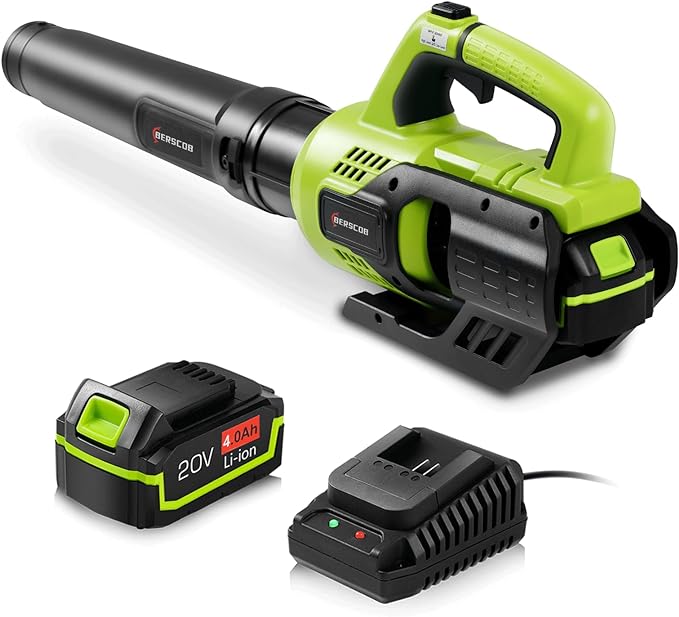 Leaf Blower Cordless,580CFM/160MPH Electric Leaf Blower with 4.0Ah Battery and Fast Charger, Lightweight Leaf Blowers for Lawn Care, Yard, Garage, Patio & Sidewalk Blowing