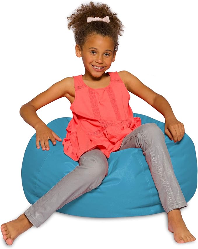 Posh Creations Bean Bag Chair for Kids, Teens, and Adults Includes Removable and Machine Washable Cover, Heather Teal, 27in - Medium