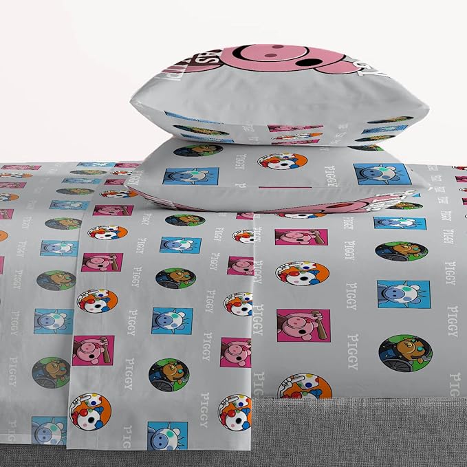 Jay Franco Piggy Join US 7 Piece Queen Size Bed Set - includes Comforter & Sheet Set - Super Soft Fade Resistant Polyester (Official Piggy Product)
