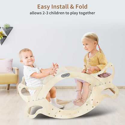 Wooden 2 in-1 Kids Table and Chair Set, Kids Activity Table for Drawing Read Playing, Toddler Learning Play Table Toys for Home, Nursery, Playroom, Gift for Boy & Girl (Natural)