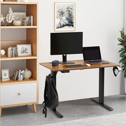 VEVOR Height Adjustable Desk, 47.2 x 23.6 in, 3-Key Modes Electric Standing Desk, Whole Piece Desk Board, Sturdy Dual Metal Frame, Max. Loading 180 LBS Computer Sit Stand up Desk, for Home and Office