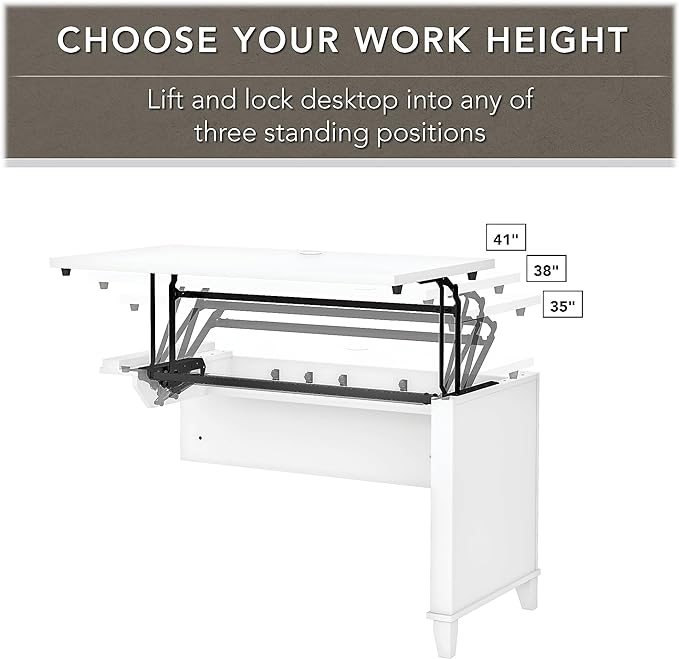 Bush SET015WH Somerset 35-Inch -41-Inch Adjustable Desk with Hutch, White