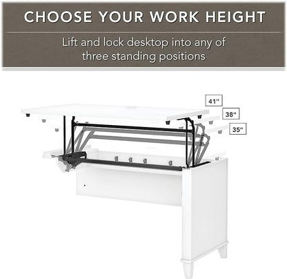 Bush SET015WH Somerset 35-Inch -41-Inch Adjustable Desk with Hutch, White