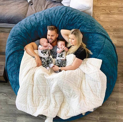 6FT Giant Fur Bean Bag Chair Cover, Ultra Soft Bean Bag Bed for Adults (No Filler, Cover only), Big Round Soft Fluffy Faux Fur Bean Bag Lazy Sofa Bed Cover, Machine Washable Big Size Bean Bag Cover