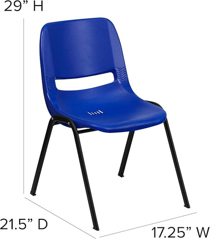 Flash Furniture HERCULES Series 661 lb. Capacity Navy Ergonomic Shell Stack Chair with Black Frame and 16'' Seat Height