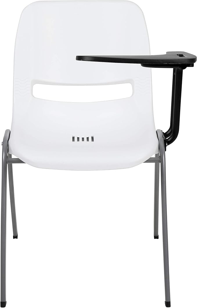 Flash Furniture HERCULES 5 Pack White Ergonomic Shell Chair with Left Handed Flip-Up Tablet Arm