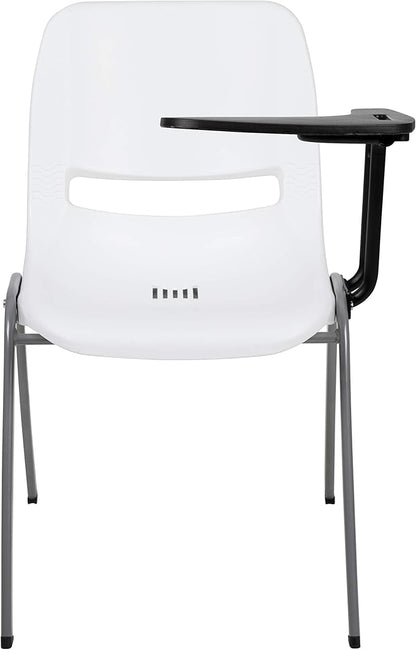 Flash Furniture HERCULES 5 Pack White Ergonomic Shell Chair with Left Handed Flip-Up Tablet Arm