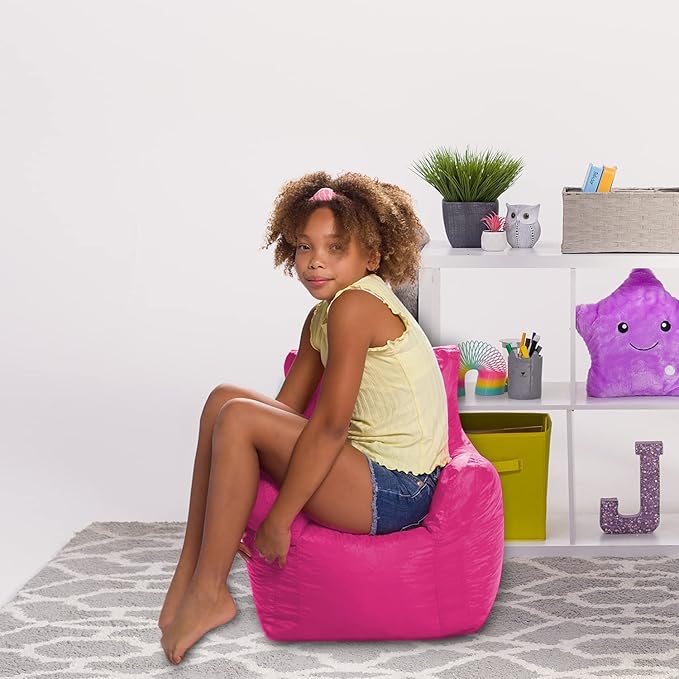 Posh Creations Bean Bag Structured Seat for Toddlers and Kids, Comfy Chair for Children, Pasadena, Pink