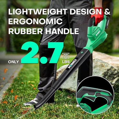 K I M O. Leaf Blower Cordless with Battery and Charger, 2X2.0 Batteries, Extension Tube, 200 CFM 170 MPH Lightweight Cordless Leaf Blower, Battery Operated Leaf Blowers for Lawn Care, Yard|Patio|House