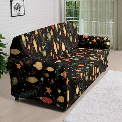 FKELYI Christmas Lights Sofa Furniture Protector with Elastic Bottom Easy Going Stretch Sofa Slipcover for Indoor Non-Slip Sofa Couch Cover XL