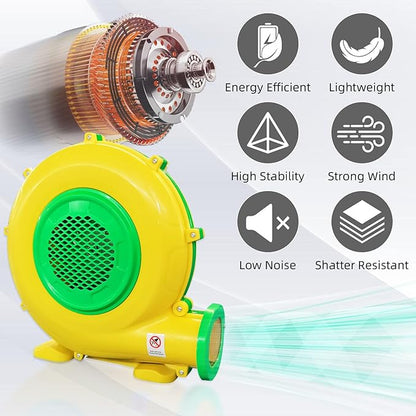 Air Blower for Inflatables, 950Watt 1.25HP Bounce House Blower, Inflatable Bubble House Blower, Electric Fan Pump for Outdoor Inflatable Paint Booth Water Slid， Bouncy Castle, Jumper, Blower Corded
