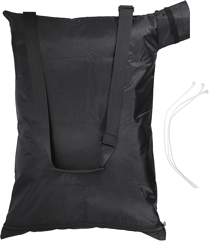 OwnMy Universal Leaf Vacuum Blower Bag Black Leaf Vacuum Bag Leaf Blower Replacement Bag with 3 Fasten Ties, Adjustable Leaf Blower Mulcher Bag Bottom Debris Zipper Bag Fallen Leaves Collection Bag