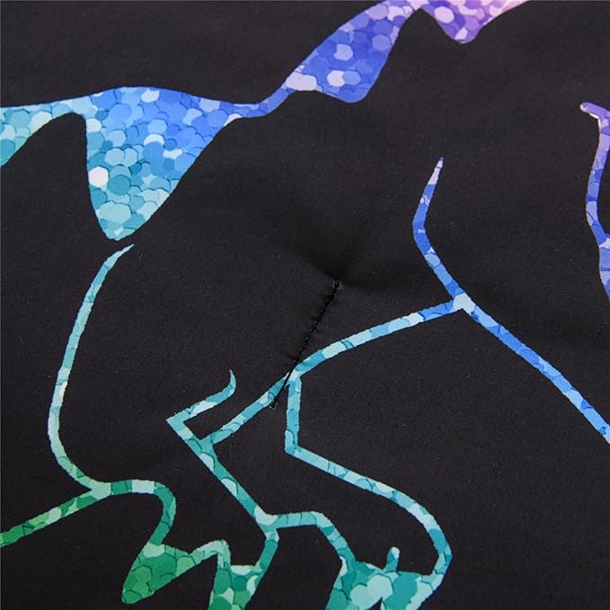 Meeting Story Dinosaur Comforter Set,Gradation Fluorescence Dinosaur Full Comforter Set, 3 PCS 1 Comforter and 2 Pillowcases in One Bag, All Season Bedspread for Kids Teens Adults（Full）