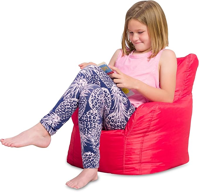 Posh Creations Bean Bag Structured Seat for Toddlers and Kids, Comfy Chair for Children, Pasadena, Red