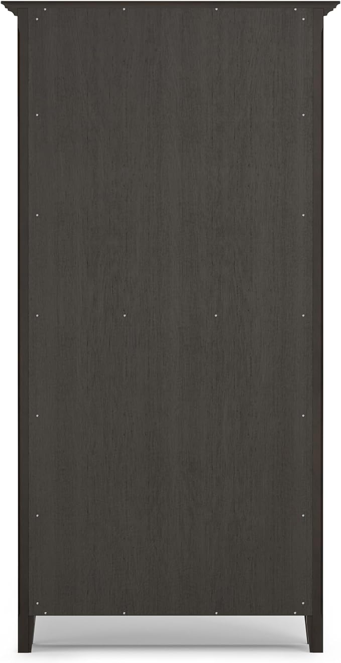 SIMPLIHOME Amherst SOLID WOOD Transitional 5 Shelf Bookcase for The Living, Study Room and Office, 36 inch, Hickory Brown