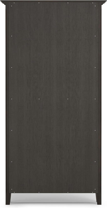 SIMPLIHOME Amherst SOLID WOOD Transitional 5 Shelf Bookcase for The Living, Study Room and Office, 36 inch, Hickory Brown
