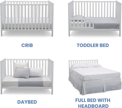 Delta Children Heartland 4-in-1 Convertible Crib - Greenguard Gold Certified, Bianca White