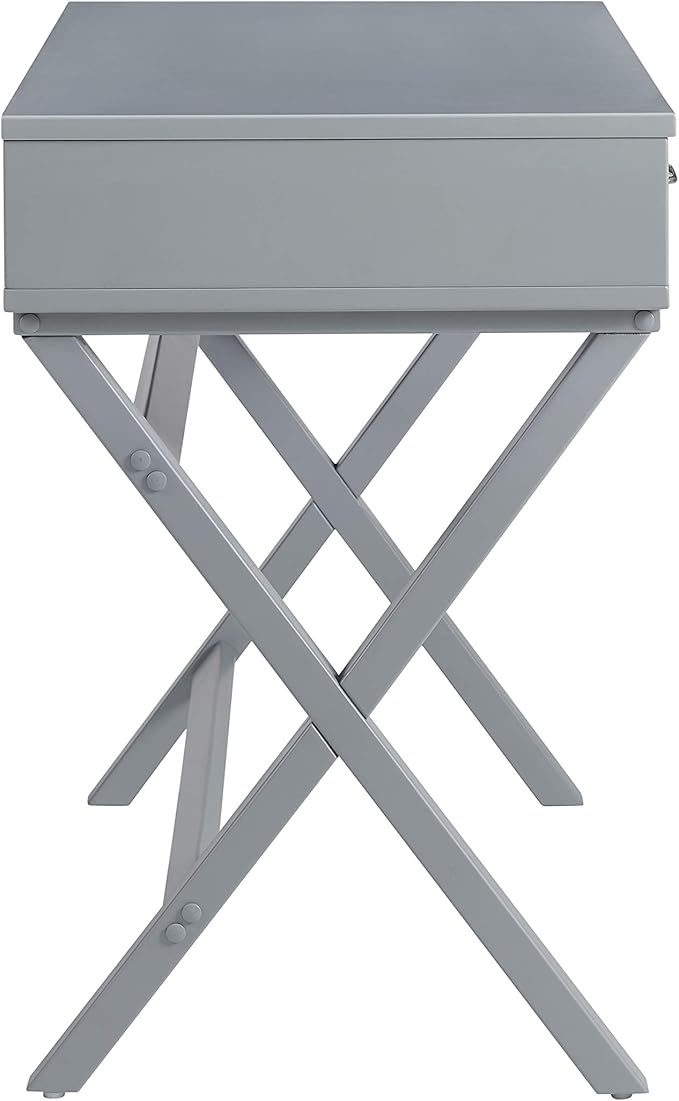 Linon Grey Campaign Style Sawyer Desk