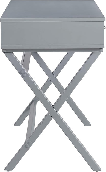 Linon Grey Campaign Style Sawyer Desk