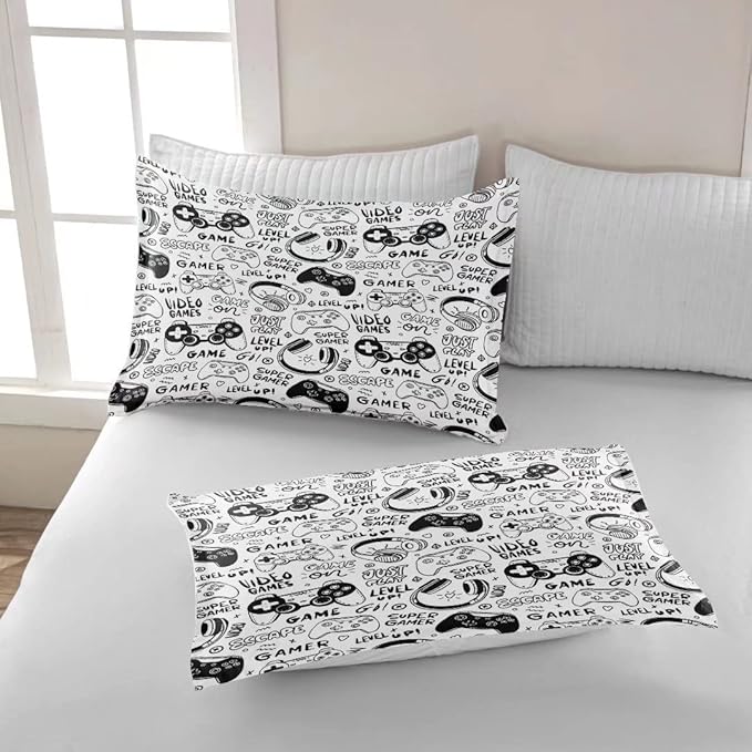 Gaming Comforter for Boys Teens,Game Bedding Sets Full,Kids Gamer Comforter Set,Video Game Bedroom Decor,Gamepad Controller Duvet Insert All Season 3 Piece 1 Comforter and 2 Pillowcases
