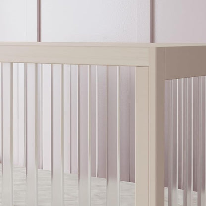 Babyletto Harlow Acrylic 3-in-1 Convertible Crib with Toddler Bed Conversion Kit in Washed Natural with Acrylic Slats, Greenguard Gold Certified