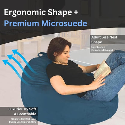 Bean Bag Stuffed Animal Storage Or Cover | No Filler | Extra Large | for Adults Or Kids | Double Stitched | Durable Zipper | Premium Microsuede