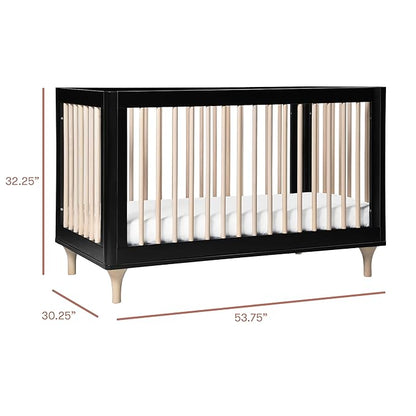 Babyletto Lolly 3-in-1 Convertible Crib with Toddler Bed Conversion Kit in Black and Washed Natural, Greenguard Gold Certified