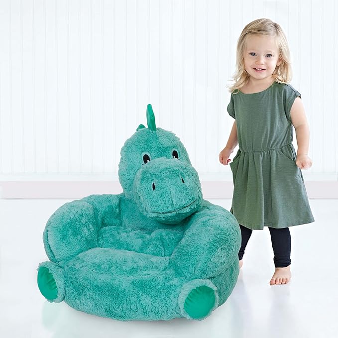 Trend Lab Dinosaur Toddler Chair Plush Character Kids Chair Comfy Furniture Pillow Chair for Boys and Girls, 21 x 19 x 19 inches