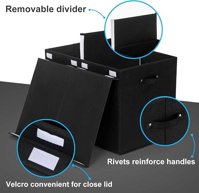 122L Large Toy Box Chest with Lid, Foldable Toy Storage Organizer Bin Boxes with Removable Divider for Kids, Boys, Girls, Nursery, Playroom, 26"x17" x17"(Linen Black)