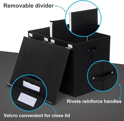 122L Large Toy Box Chest with Lid, Foldable Toy Storage Organizer Bin Boxes with Removable Divider for Kids, Boys, Girls, Nursery, Playroom, 26"x17" x17"(Linen Black)