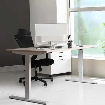 Standing desk bamboo top 72x30, electric. Adjustable height large stand up motorized ergonomic raised computer desk for home office