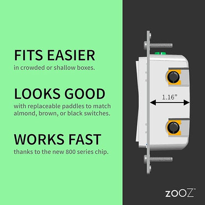 Zooz 800 Series Z-Wave Long Range Dimmer Switch ZEN72 800LR, White | Direct 3-Way (No Add-On Switch Needed) | Z-Wave Hub Required
