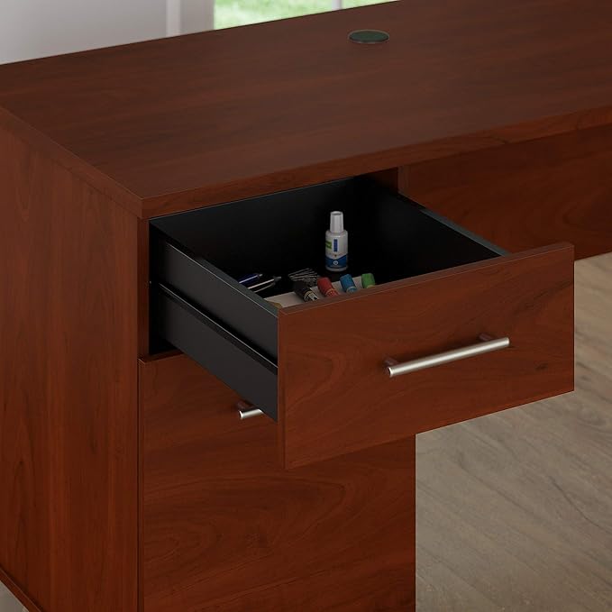 Bush Furniture Somerset 72W Office Desk with Drawers and Hutch in Hansen Cherry