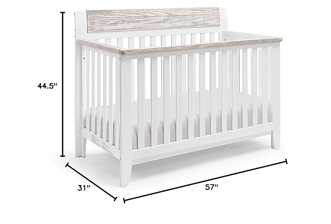 Suite Bebe Hayes 4 in 1 Convertible Crib, White and Wire Brushed Wood