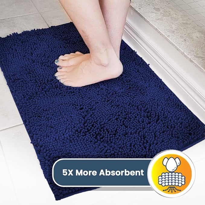 Muddy Mat® Shown on TV – Super Absorbent Microfiber Dog Door Mat for Muddy Paws, Non-Slip Washable Pet Rug, Quick Dry Chenille Entryway Carpet, Machine Washable Indoor Outdoor mat, Navy Blue 59"x35"