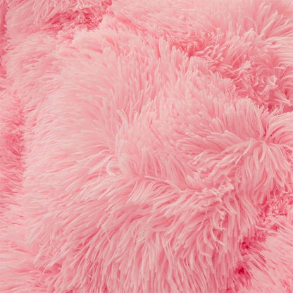 Fluffy comforters Cover twin size - Ultra Soft Plush pink bedding Sets 2 Pieces (1 faux fur comforter Cover + 1 fuzzy pillow case) girls shaggy Pink twin bed set (Light Pink, Twin)