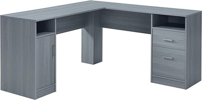Techni Mobili Functional L-Shaped Computer Desk with storage, L is ⁠59.5" wide x 59.5" Long, Grey