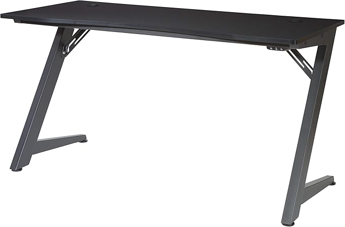 OSP Home Furnishings Beta Battlestation Gaming Desk with Bluetooth RGB LED Lights, Matte Black