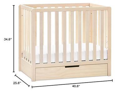Carter's by DaVinci Colby 4-in-1 Convertible Mini Crib with Trundle Drawer in Washed Natural, Greenguard Gold Certified, Undercrib Storage