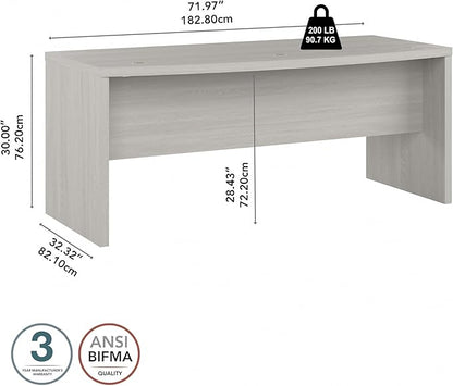 Bush Business Furniture Echo Bow Front Desk, 72W, Gray Sand