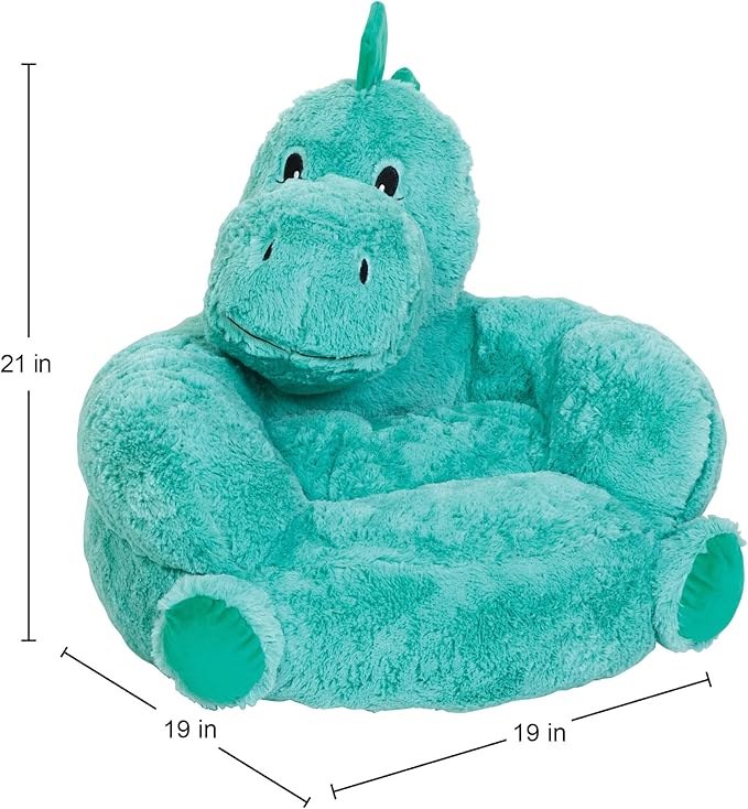 Trend Lab Dinosaur Toddler Chair Plush Character Kids Chair Comfy Furniture Pillow Chair for Boys and Girls, 21 x 19 x 19 inches