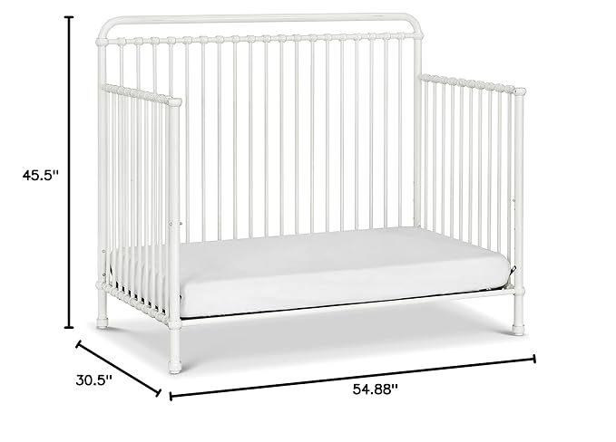 Namesake Winston 4-in-1 Convertible Metal Crib in Washed White, Greenguard Gold Certified