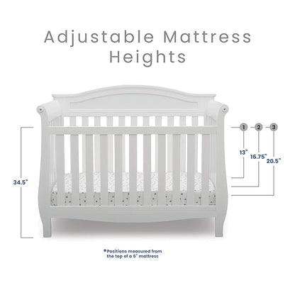 Delta Children Lancaster 4-in-1 Convertible Baby Crib, Bianca White