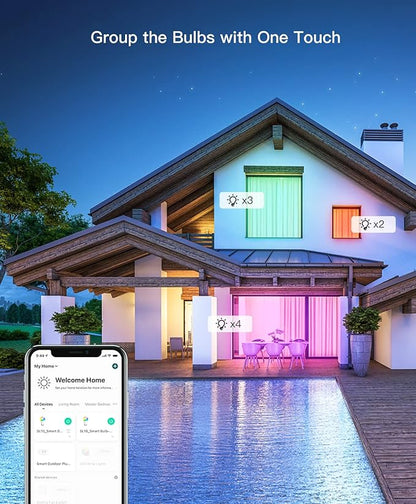 TREATLIFE Smart Light Bulbs, UL Certified WiFi Bluetooth Color Changing Light Bulb, A19 LED Smart Bulb Works with Alexa & Google Home, 60W Equivalent 800 Lumen, for Smart Home Lighting