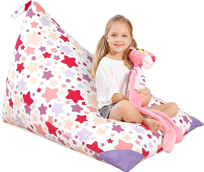 Aubliss Stuffed Animal Storage Bean Bag Chair Cover, 50"x 35" Extra Large Bean Bags for Kids & Adults, Beanbag Toy Storage for Boys Girls - Premium Cotton Canvas Nata