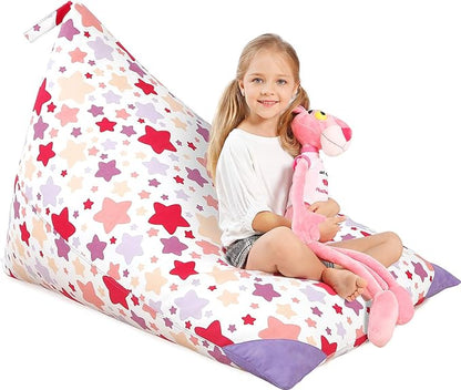 Aubliss Stuffed Animal Storage Bean Bag Chair Cover, 50"x 35" Extra Large Bean Bags for Kids & Adults, Beanbag Toy Storage for Boys Girls - Premium Cotton Canvas Nata