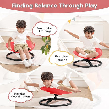 Sensory Toys for Kids Autism Sensory Products Sit and Spin Autism Toys Sensory Chair Spinning Chair ADHD Chair Swivel Chair Training Body Coordination (Red)