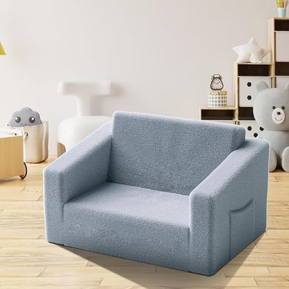 Kids Couch,2-in-1 Toddler Chairs for Boys,Kids Sofa with Storage,Comfortable Kids Sofa Bed,Fun Kids Lounge Chair,Toddler Furniture,Kids Playroom,Children'S Gifts (Grey)